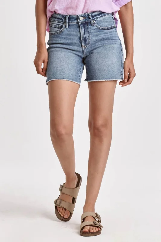 Julian Bellport High Rise Shorts In Medium Wash