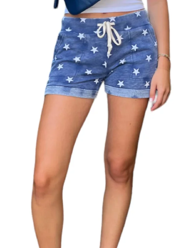 Printed Lounge Shorts In Navy Stars