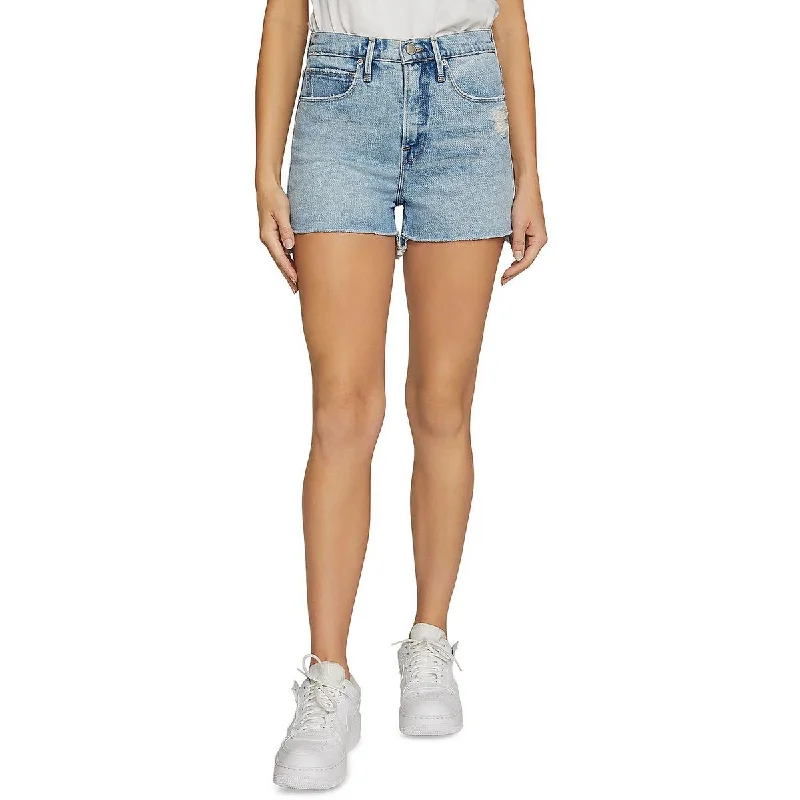 Womens Distressed High Rise Denim Shorts