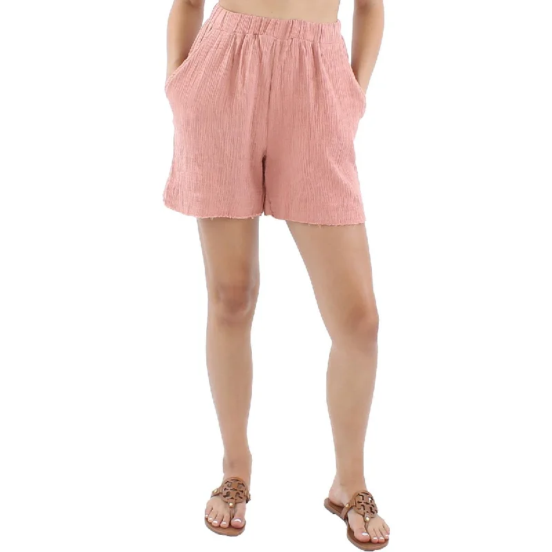 Womens Textured Raw Hem Casual Shorts